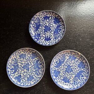 Set of 3 Antique Japanese Phoenix Ware plates